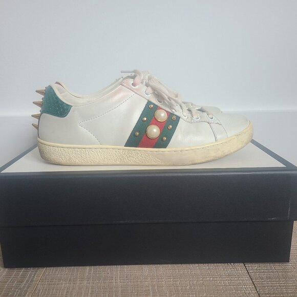 Gucci Ace Spike Leather Sneakers - Picture 1 of 6